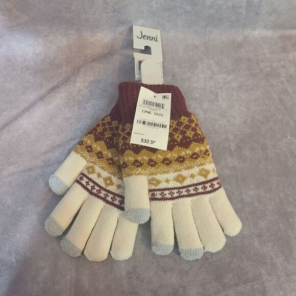 Jenni Sweater Style Fair Isle Knit Gloves - Picture 3 of 5